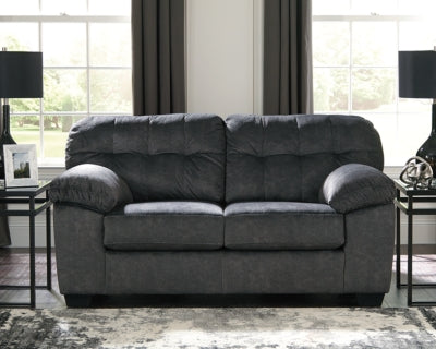 Loveseat In Solid Granite Fabric