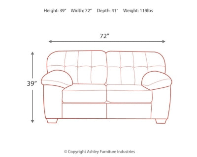 Loveseat In Solid Granite Fabric