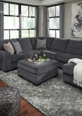 Oversized Ottoman In Solid Slate Fabric