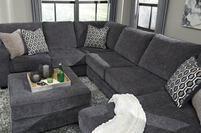 Oversized Ottoman In Solid Slate Fabric