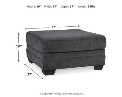 Oversized Ottoman In Solid Slate Fabric