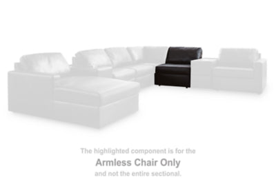 Armless Chair In Solid Black Leather Match