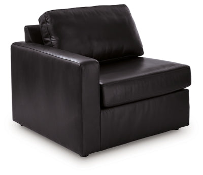 Left-Arm Facing Corner Chair In Solid Black Leather Match