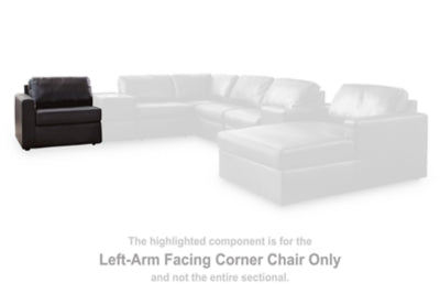 Left-Arm Facing Corner Chair In Solid Black Leather Match