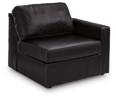 Right-Arm Facing Corner Chair In Solid Black Leather Match