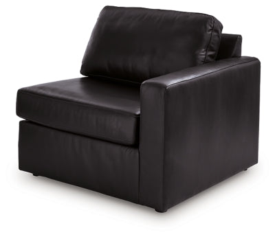 Right-Arm Facing Corner Chair In Solid Black Leather Match