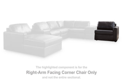 Right-Arm Facing Corner Chair In Solid Black Leather Match