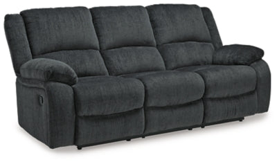 Reclining Sofa In Solid Slate Fabric