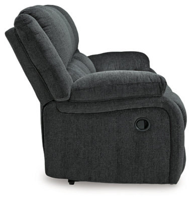 Reclining Sofa In Solid Slate Fabric