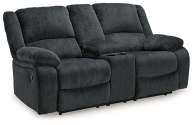 Reclining Loveseat with Console In Solid Slate Fabric