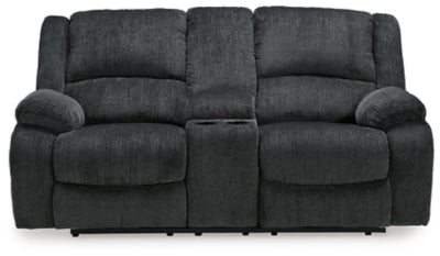 Reclining Loveseat with Console In Solid Slate Fabric
