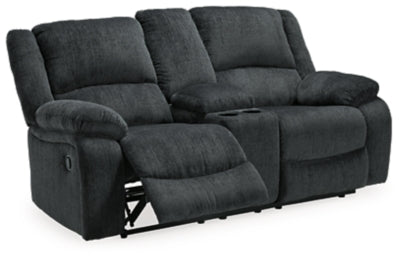 Reclining Loveseat with Console In Solid Slate Fabric