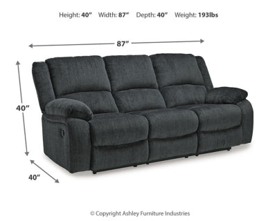 Reclining Sofa In Solid Slate Fabric