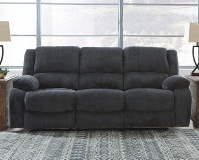 Reclining Sofa In Solid Slate Fabric