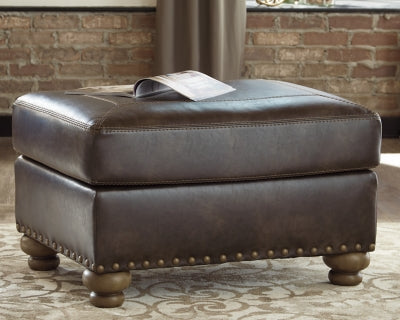 Ottoman In Solid Coffee Fabric