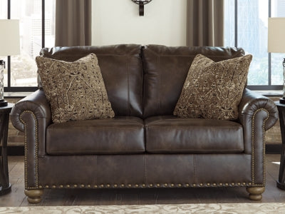 Loveseat In Solid Coffee Fabric