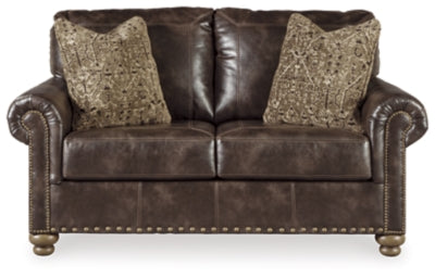 Loveseat In Solid Coffee Fabric