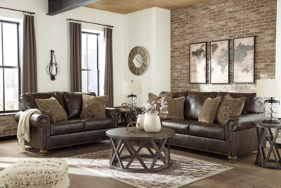 Loveseat In Solid Coffee Fabric