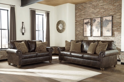 Loveseat In Solid Coffee Fabric