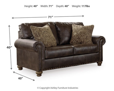Loveseat In Solid Coffee Fabric