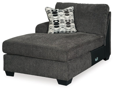 Left-Arm Facing Corner Chaise In Solid Smoke Fabric