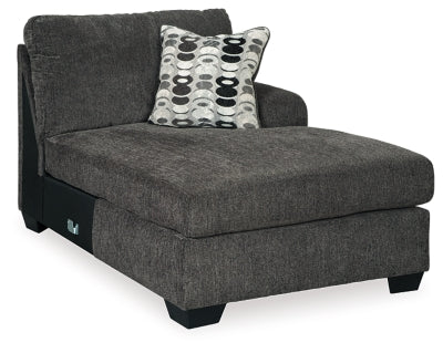Right-Arm Facing Corner Chaise In Solid Smoke Fabric