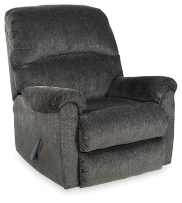 Recliner In Solid Smoke Fabric