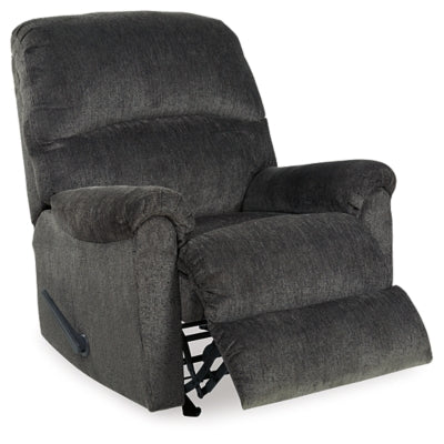 Recliner In Solid Smoke Fabric