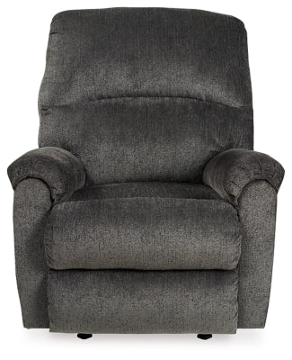 Recliner In Solid Smoke Fabric