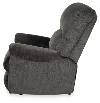 Recliner In Solid Smoke Fabric