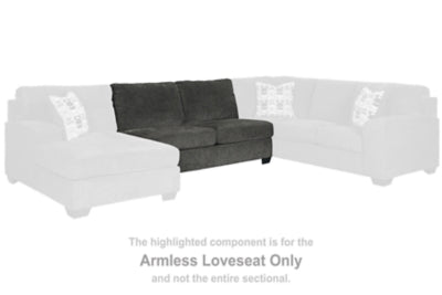 Armless Loveseat In Solid Smoke Fabric