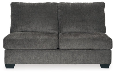 Armless Loveseat In Solid Smoke Fabric