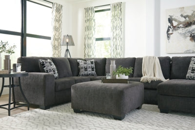 Oversized Ottoman In Solid Smoke Fabric