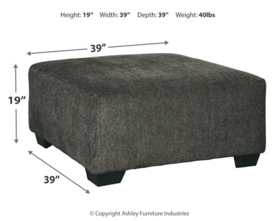 Oversized Ottoman In Solid Smoke Fabric