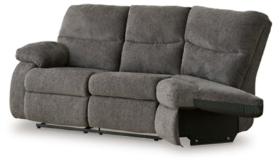 Left-Arm Facing Reclining Loveseat In Solid Pewter Fabric