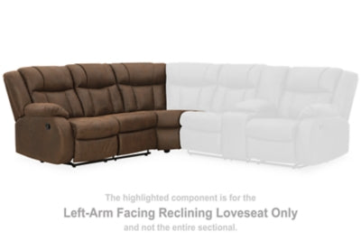 Left-Arm Facing Reclining Loveseat In Solid Walnut Fabric