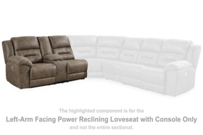 Left-Arm Facing Power Reclining Loveseat with Console In Solid Fossil Fabric