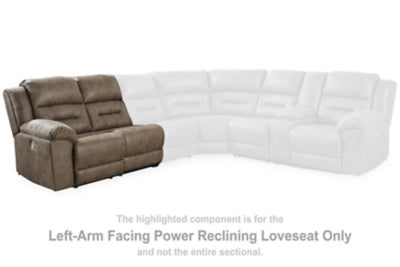 Left-Arm Facing Power Reclining Loveseat In Solid Fossil Fabric