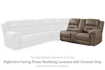 Right-Arm Facing Power Reclining Loveseat with Console In Solid Fossil Fabric