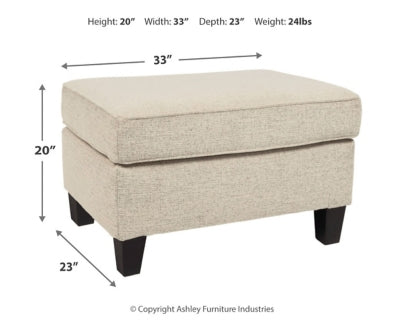Ottoman In Solid Natural Fabric