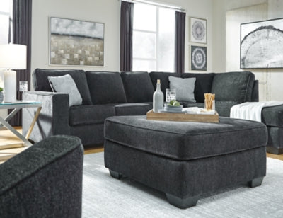 Oversized Accent Ottoman In Solid Slate Fabric