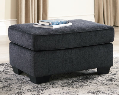 Ottoman In Solid Slate Fabric