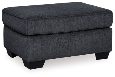 Ottoman In Solid Slate Fabric