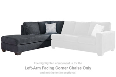 Left-Arm Facing Corner Chaise In Solid Slate Fabric