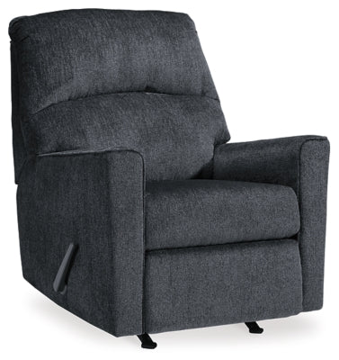 Recliner In Solid Slate Fabric