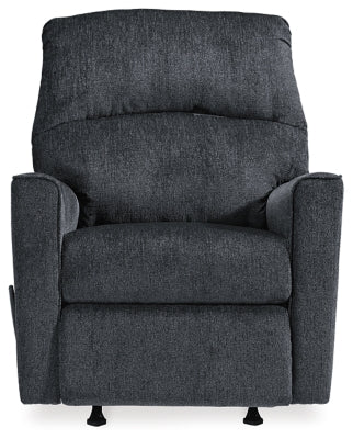 Recliner In Solid Slate Fabric