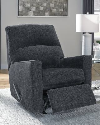 Recliner In Solid Slate Fabric