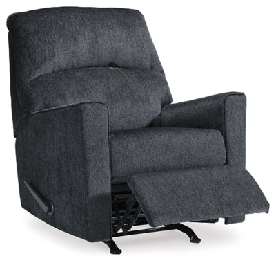 Recliner In Solid Slate Fabric