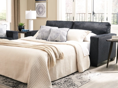 Queen Sofa Sleeper In Solid Slate Fabric