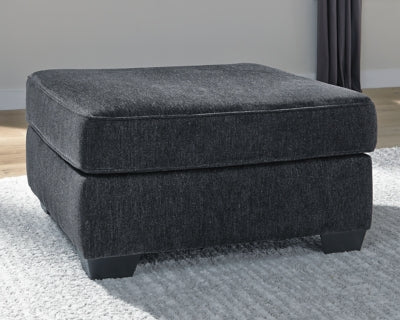 Oversized Accent Ottoman In Solid Slate Fabric